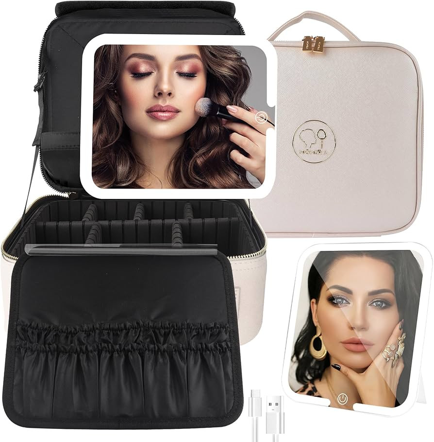 MOMIRA Bolsa de maquillaje de viaje, bolsa de cosméticos, bolsa organizadora de maquillaje con e... | Amazon (US)