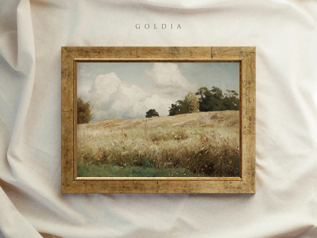 Vintage Art Framed, Country Meadow Landscape Painting, Antique Replica Painting, Ornate Gold Fram... | Etsy (US)