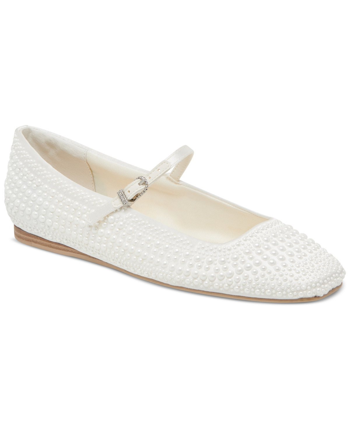 Dolce Vita Women's Reyes Pearl Square-Toe Mary Jane Flats - True White Satin | Macy's