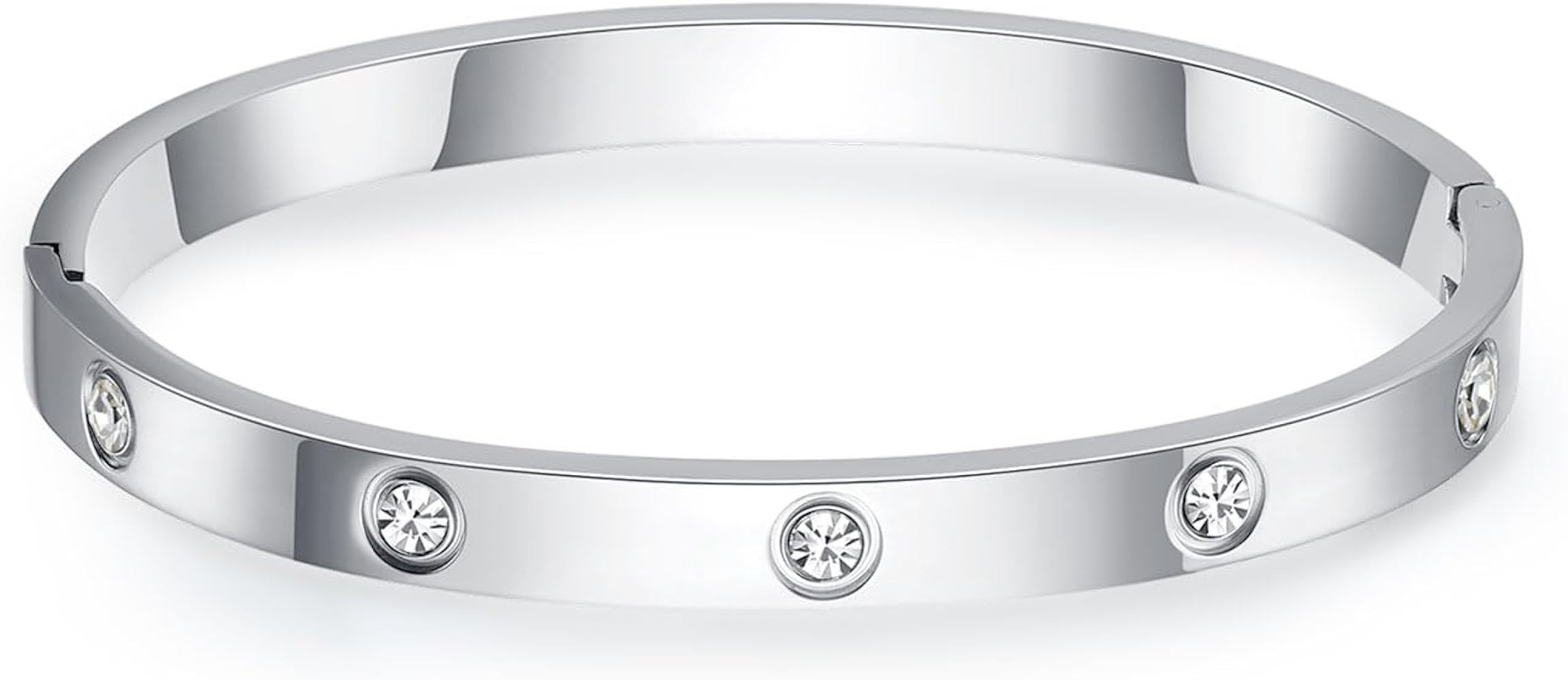 Love Bangle Bracelets for Women Trendy Stainless Steel Cubic Zirconia Hinged Friendship Jewelry, ... | Amazon (US)