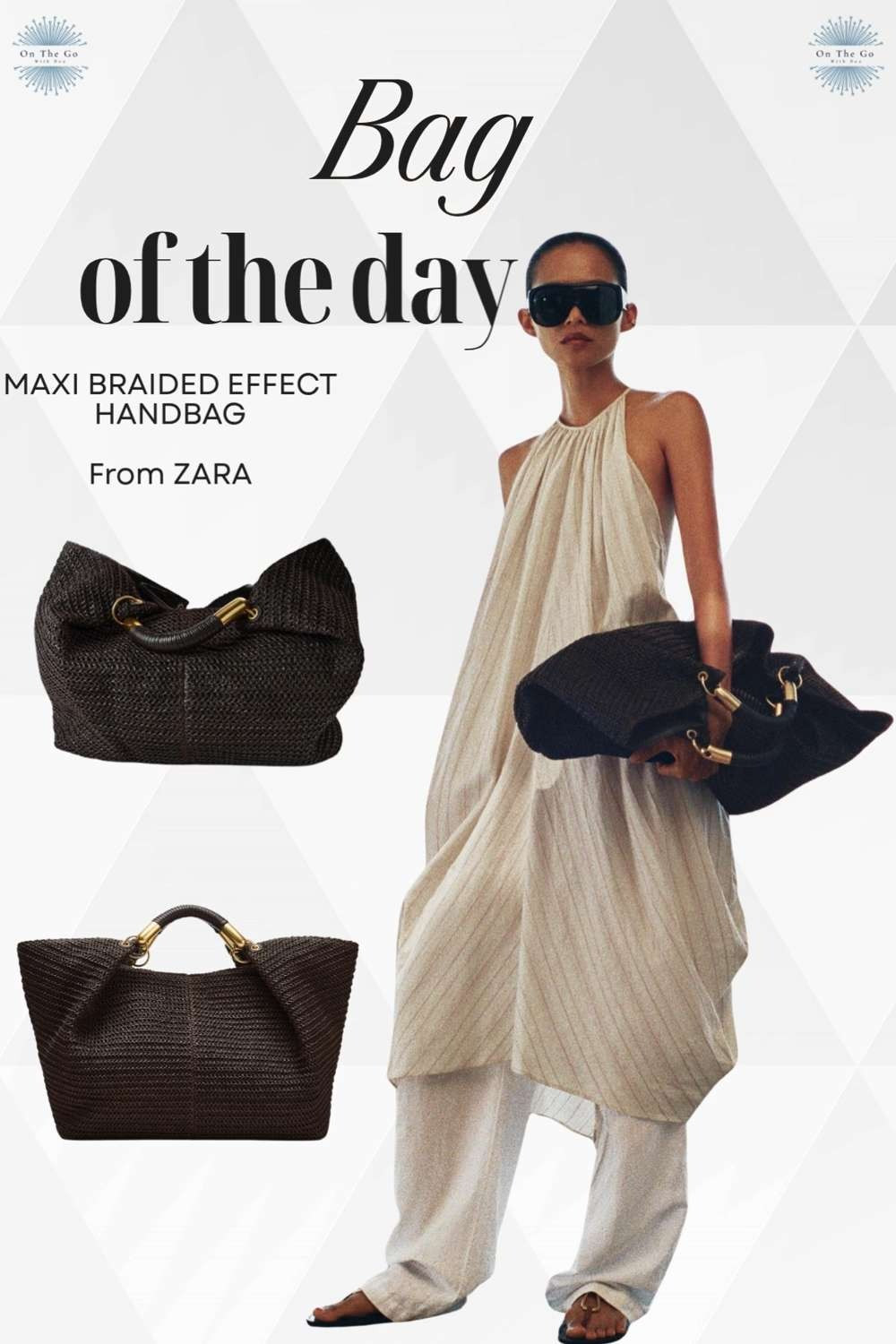 I love this chic look from Zara and the topper is the bag. I cannot share the link, but do go to their website and look her up. Maxi Braided Handbag.  

 #LTKSeasonal #LTKBeauty #LTKTravel