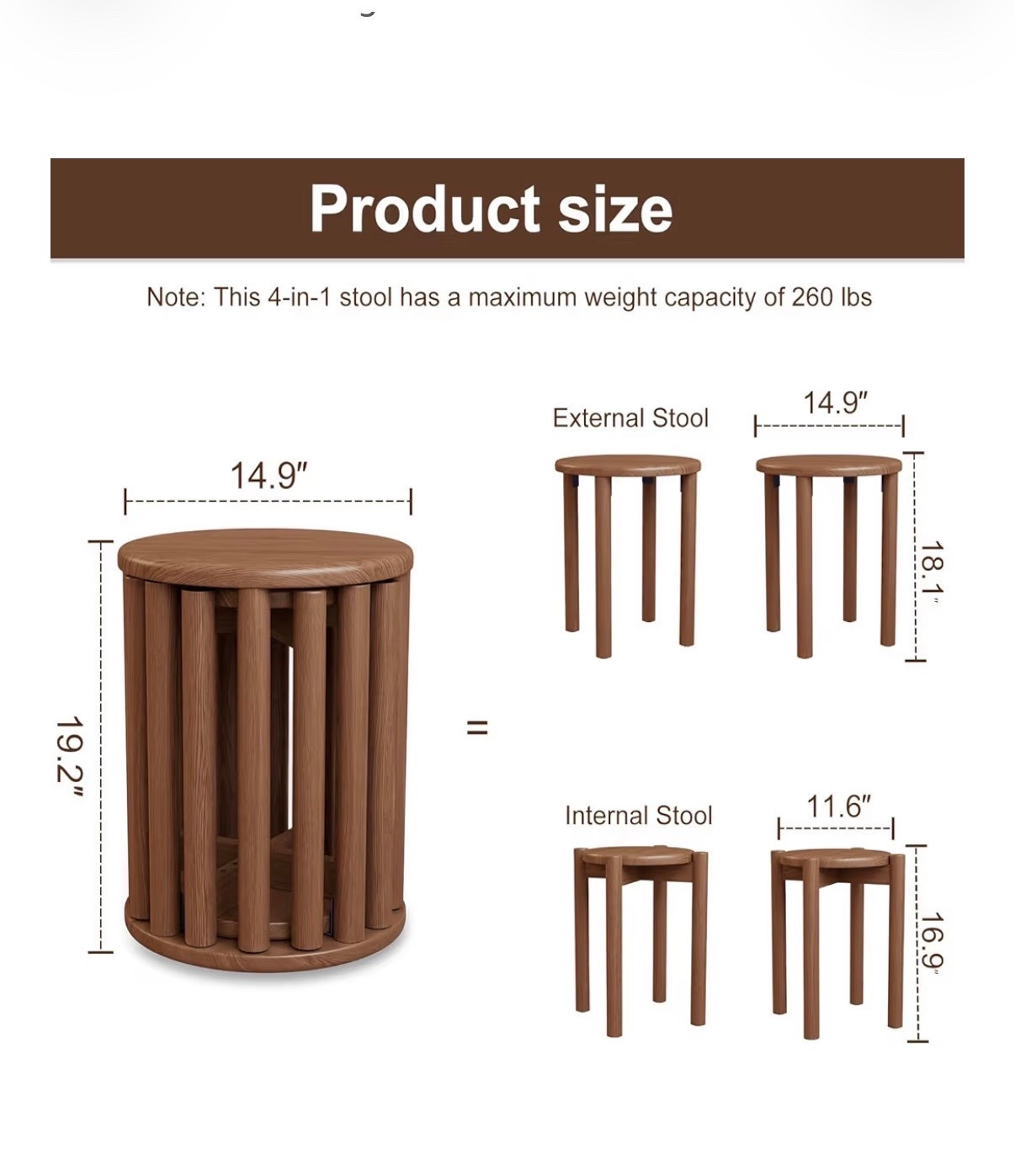 Solid wood stackable stools/side table
