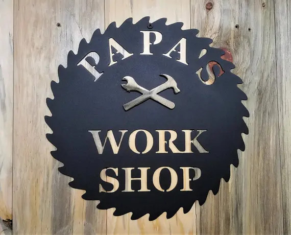 Papa's Workshop Sign in A Saw Blade  Crescent Wrench & | Etsy | Etsy (US)