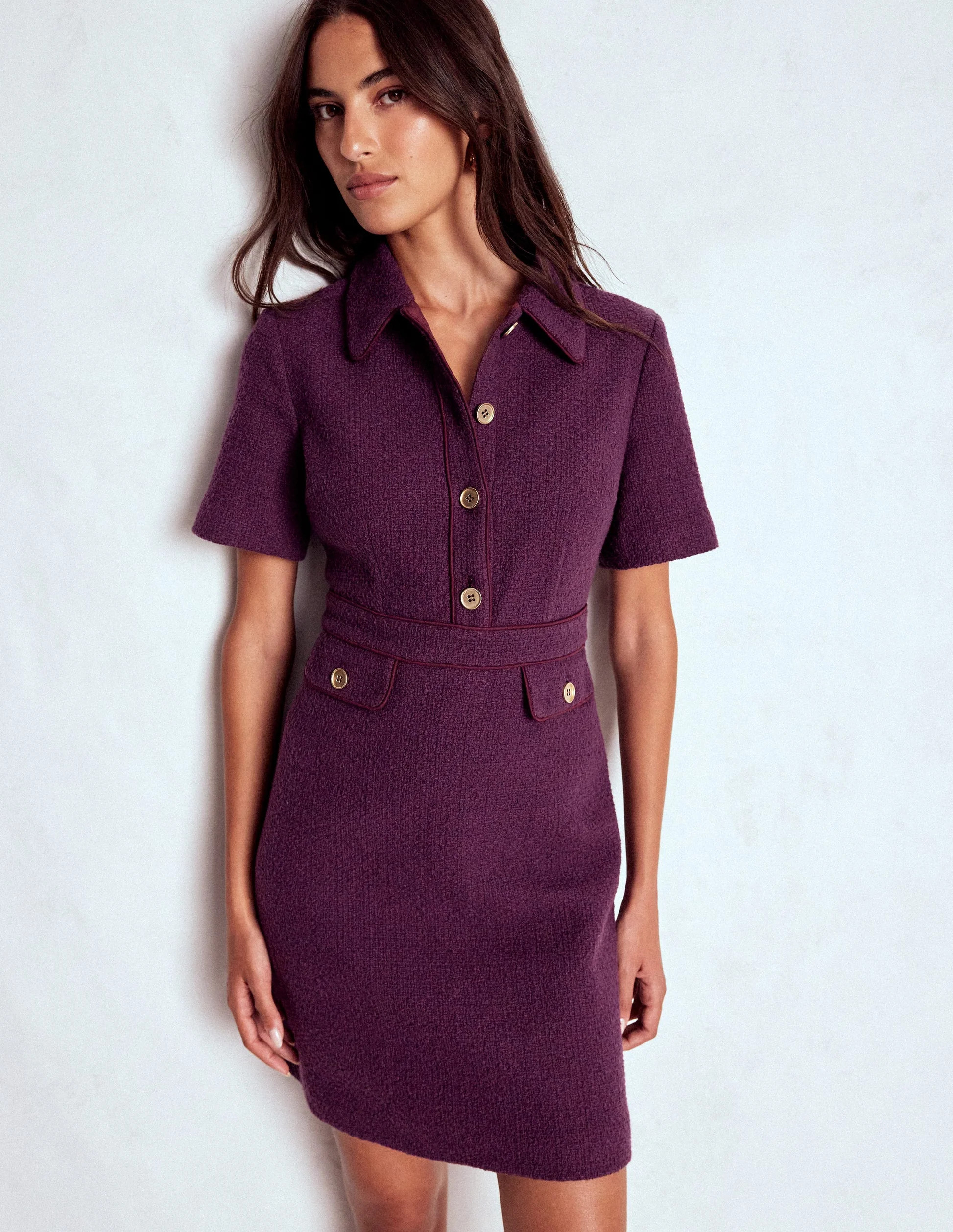 Eda Cotton Shift Dress-Plum Jam | Boden (US)