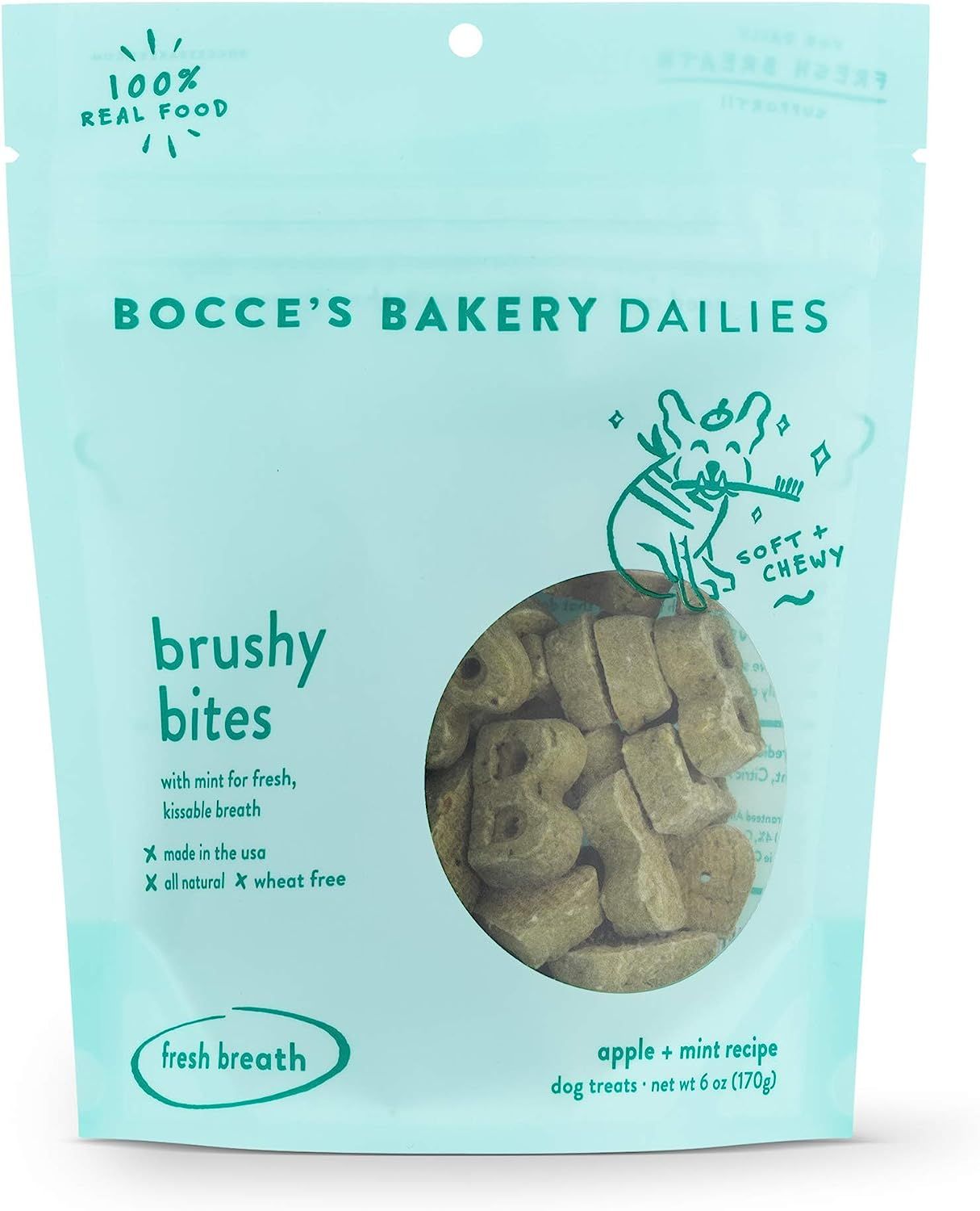 Bocce's Bakery Dailies Brushy Bites Dog Treats for Wellness Support, Wheat-Free Dog Treats, Made ... | Amazon (US)