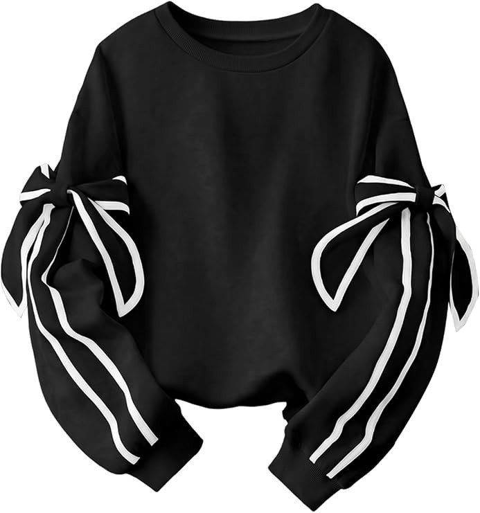SHEWIN Womens Sweatshirt Crew Neck Bow Tie Long Sleeve Tops Oversized Sweatshirts Fall Outfits fo... | Amazon (US)