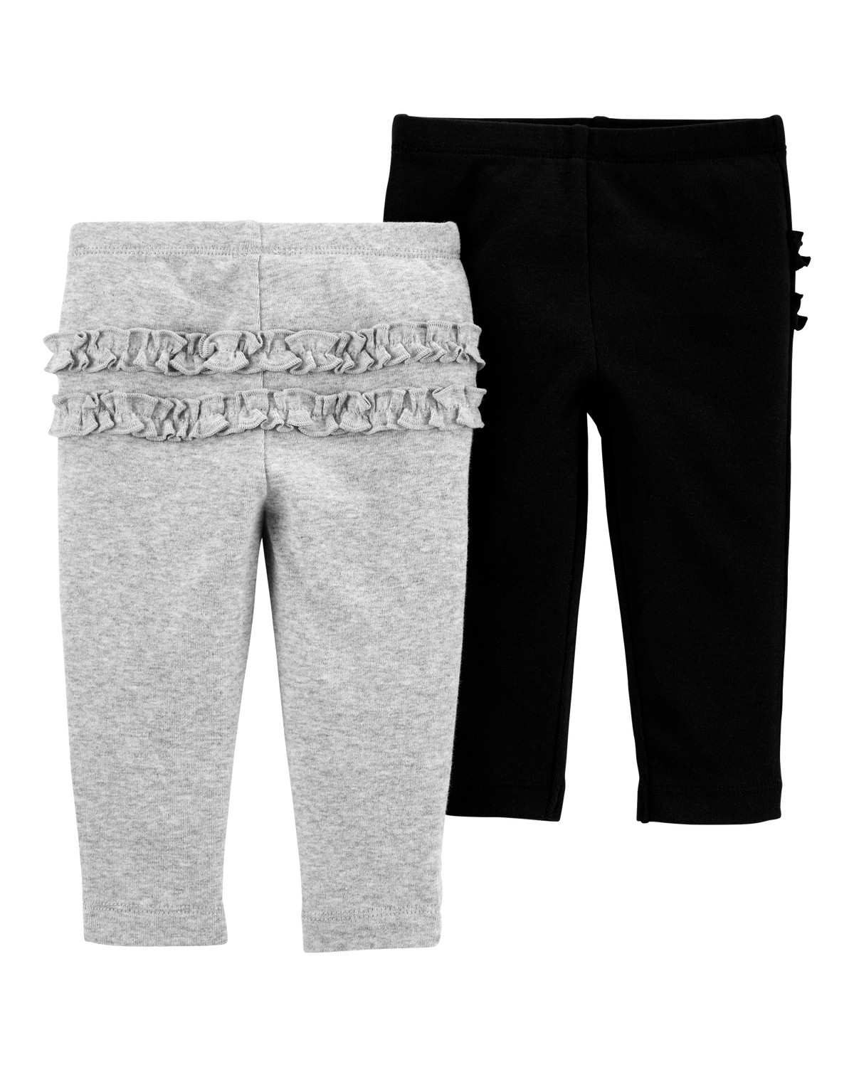 Baby Girl 2-Pack Ruffle-Detail Cotton Pants - Grey/Black | Carter's Inc