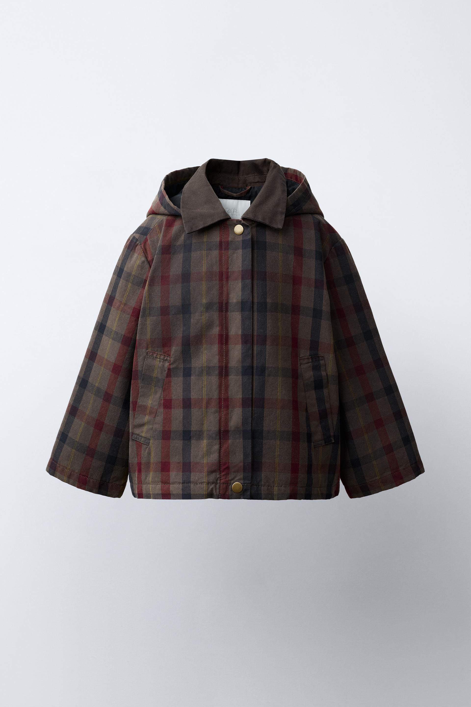 Zara - Plaid Waxed Jacket - Brown / Taupe - 3 Years (38,6 Inches) - Kids | Zara US