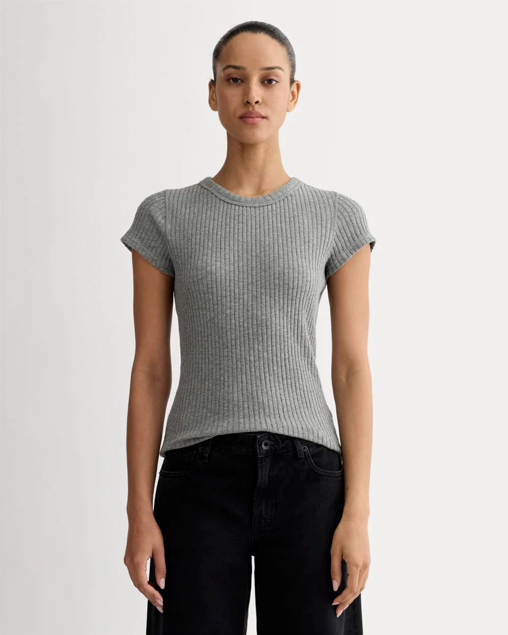 The Cozy Rib Tee | Mid Heather Grey | Everlane