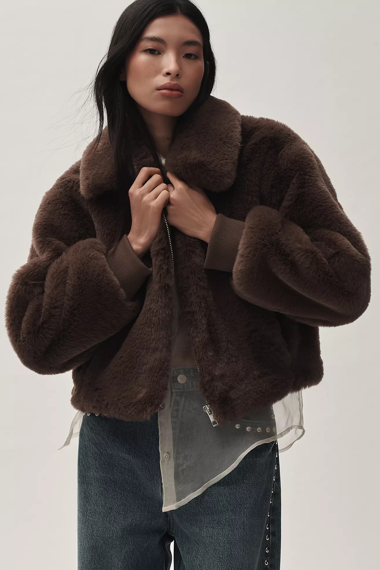 Maeve Cropped Faux-Fur Coat | Anthropologie (US)
