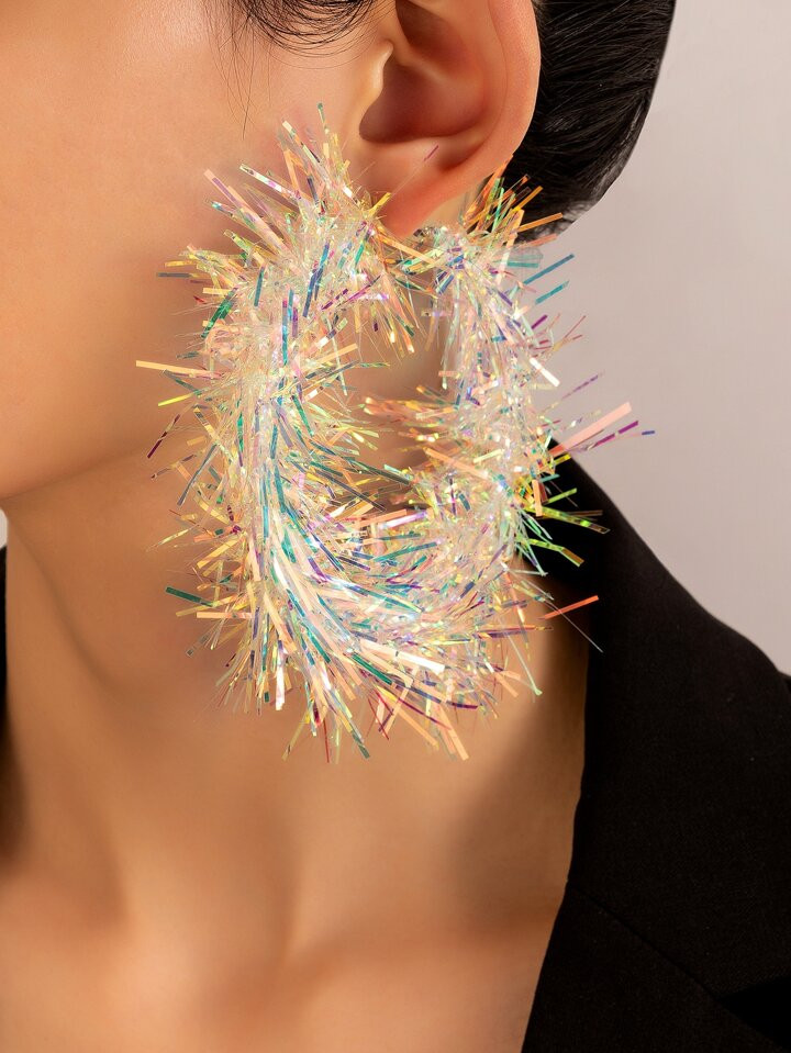 Tinsel Hoop Earrings | SHEIN USA | SHEIN