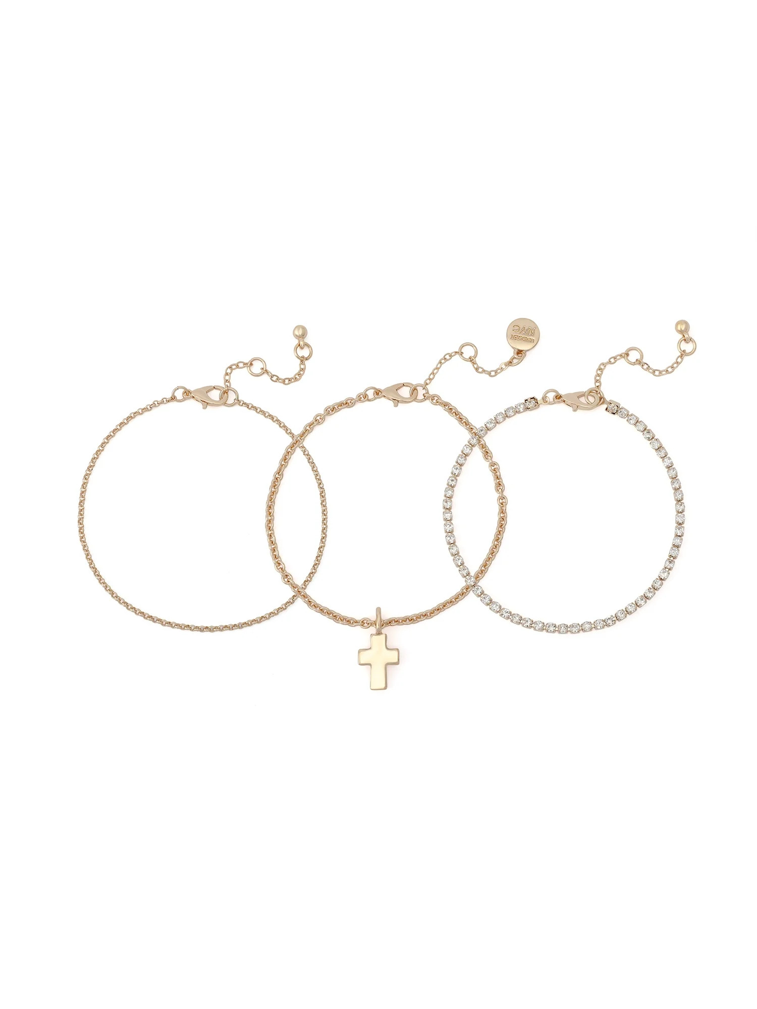 Madden NYC Women's Fashion Gold-Tone Cross Charm 3-Piece Bracelet Set - Walmart.com | Walmart (US)