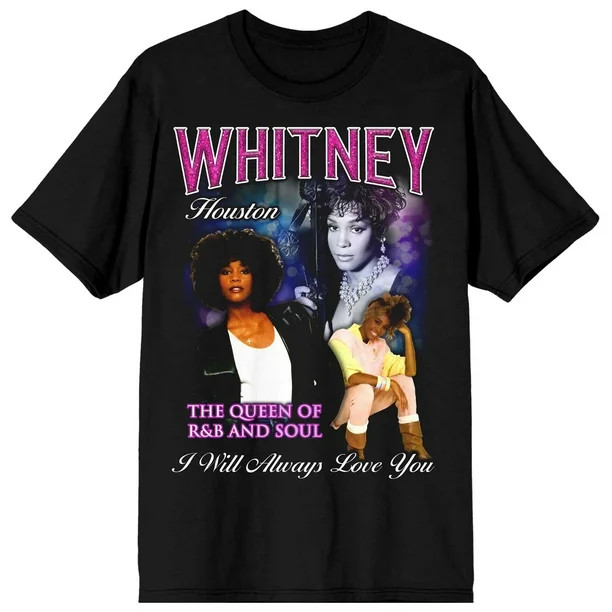Whitney Houston The Queen Screen Print Men’s Black T-shirt-Medium | Walmart (US)