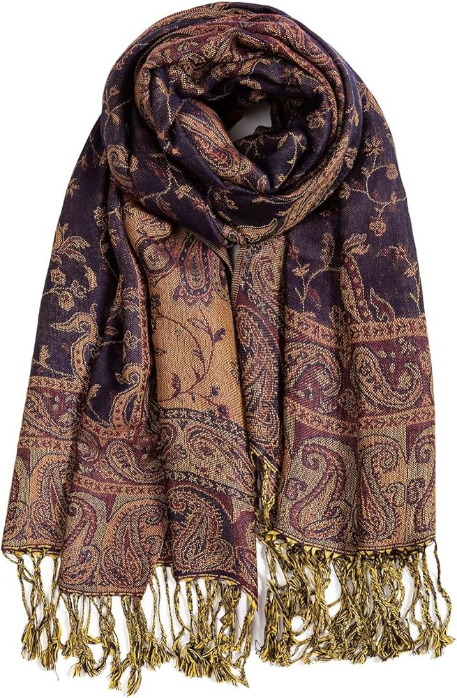 AUSEKALY Pashmina Feel Shawls Wraps for Women Rave Scarf Soft Silky Reversible Men Scarves | Amazon (US)