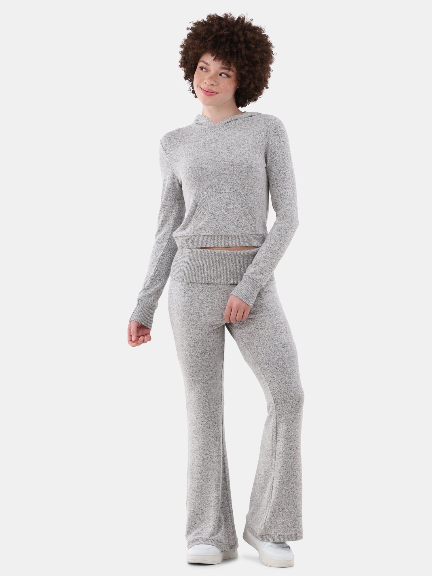 No Boundaries Hacci Knit Hoodie and Pants Set, 2-Piece, Women’s | Walmart (US)