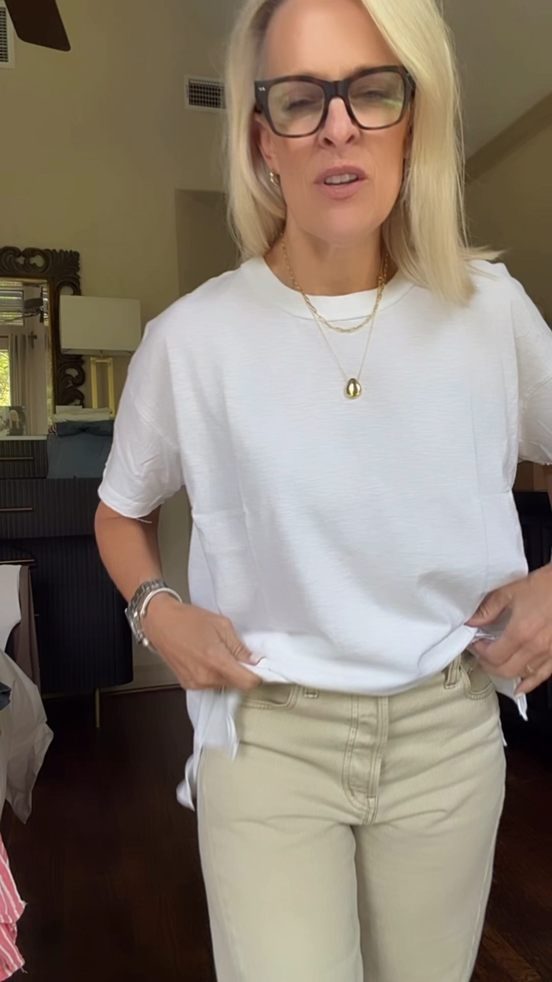 This has been a long time favorite white T-shirt.
Size down one size ￼to XS 

on sale 
@Aerie 

#LTKSaleAlert #LTKOver40 #LTKTravel