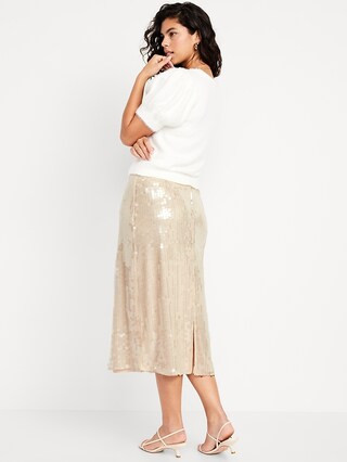 High-Waisted Sequin Midi Pencil Skirt | Old Navy (US)