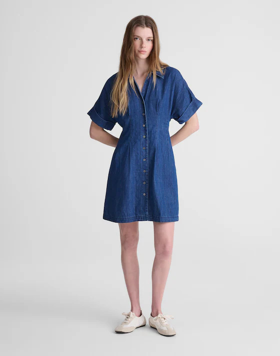 Denim Pleated Midi Shirtdress | Madewell