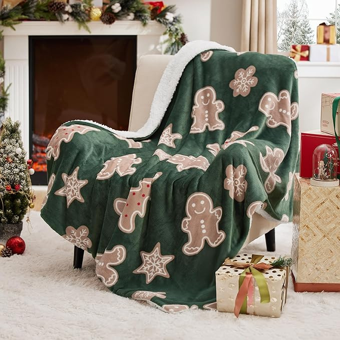 Bedsure Green Christmas Throw Blanket - Soft and Warm Sherpa Gingerbread Throw Blankets for Couch... | Amazon (US)