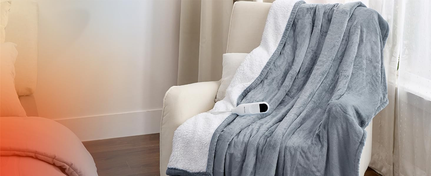 Bedsure Heated Blanket Electric Throw - Soft Fleece Electric Blanket, 6 Heat Settings Heating Bla... | Amazon (US)