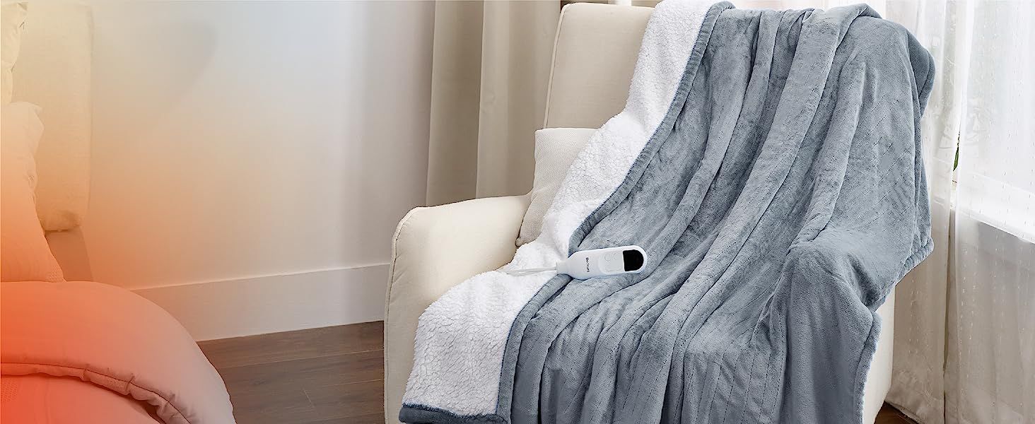 Bedsure Heated Blanket Electric Throw - Soft Fleece Electric Blanket, 6 Heat Settings Heating Bla... | Amazon (US)