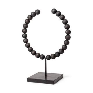 Tulane II (Large) 12 in. L x 6 in. W Black Beaded Broken Sphere Decorative Object | The Home Depot
