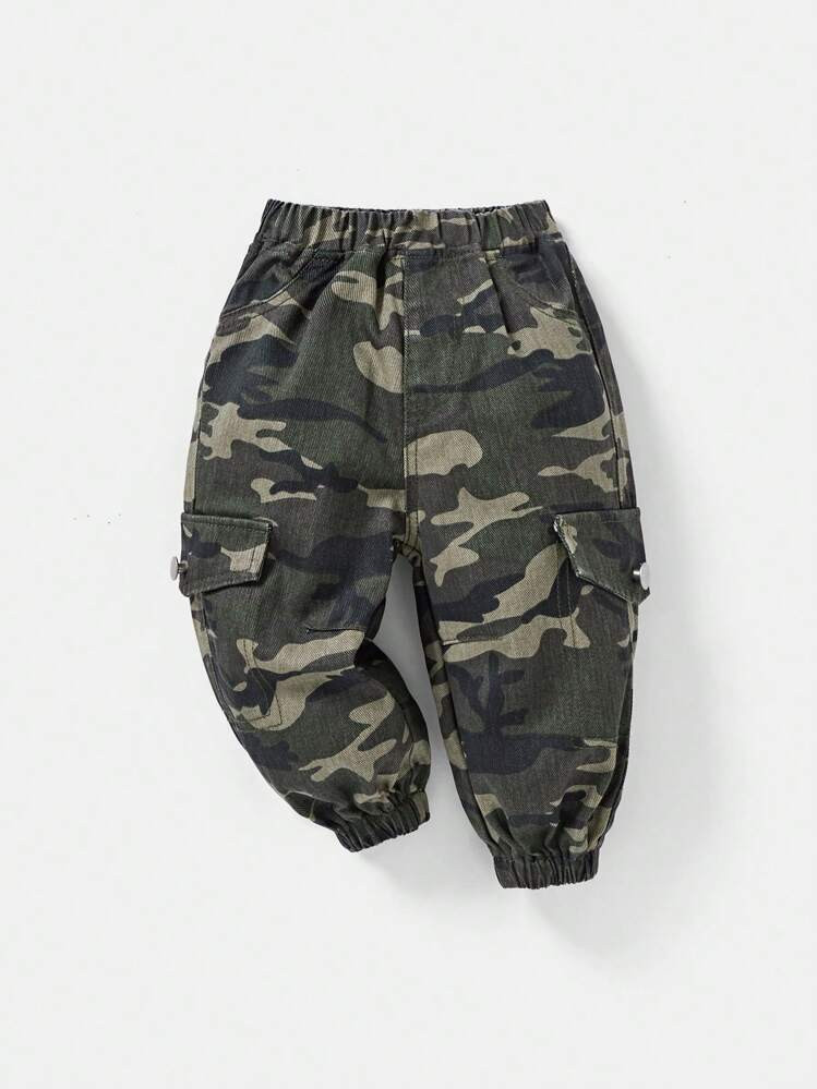 SHEIN Baby Boy Casual Camouflage Print Cargo Denim Jeans | SHEIN