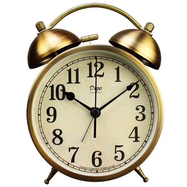 Modern & Contemporary Analog Metal Quartz Tabletop Clock with Alarm in Brass | Wayfair North America