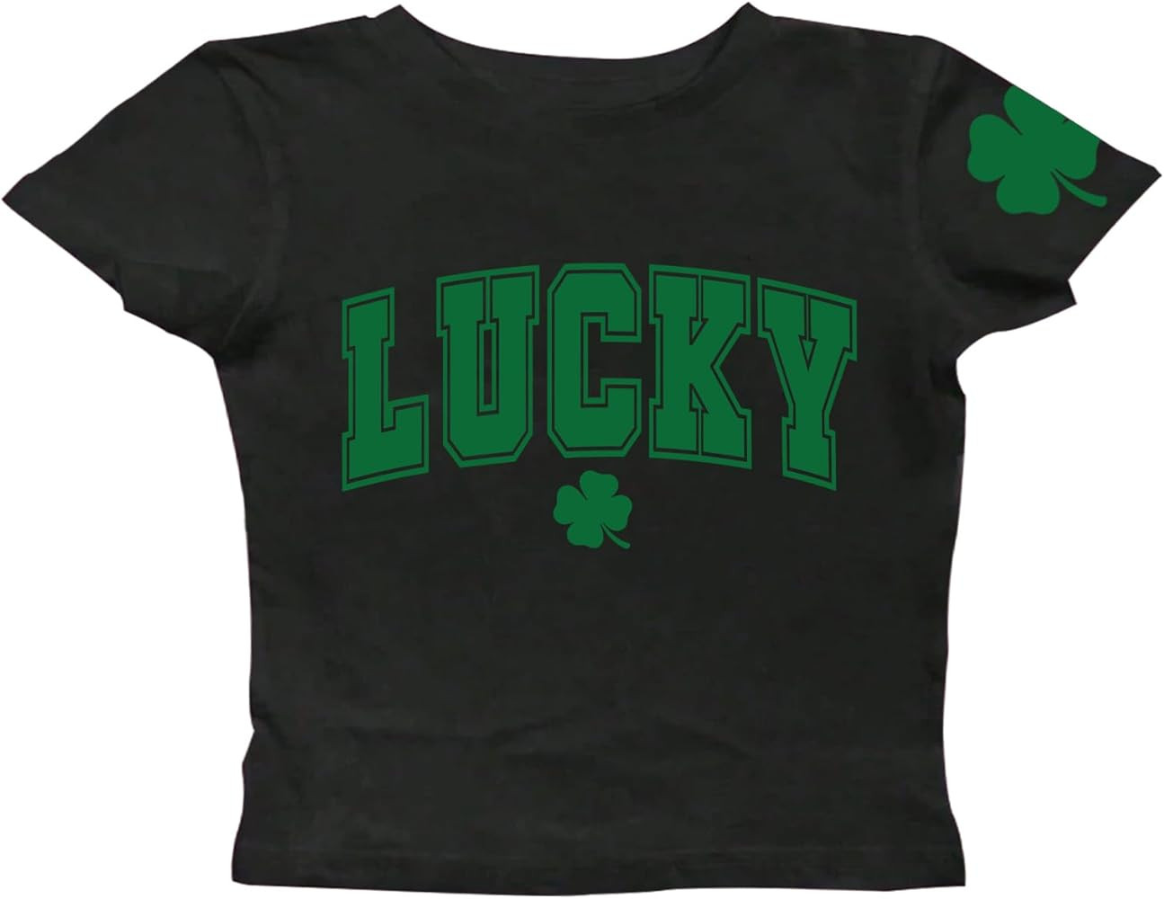Lucky Irish Shirt Women Crop Tops St Patricks Day T-Shirt Y2K Streetwear Girls Fashion Shirt | Amazon (US)