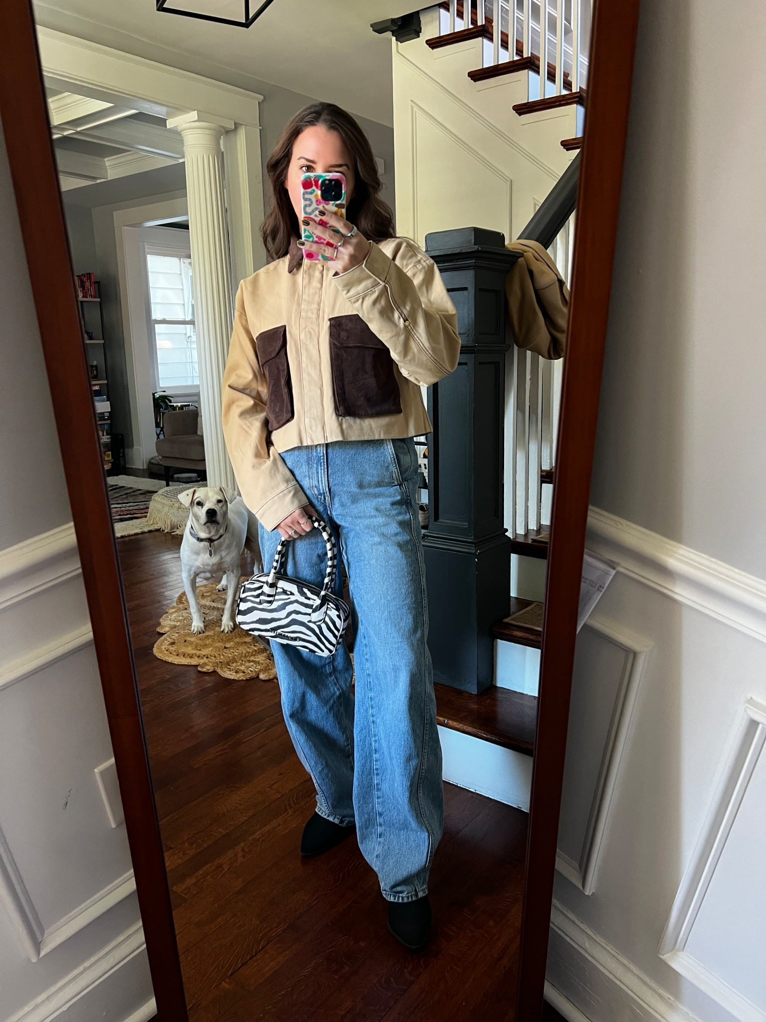 Cropped jacket. Printed bag. Zebra print. Barrel jeans. Light wash jeans. Apiece apart. Casual fall. Hudson jeans.

#LTKootd #LTKSaleAlert