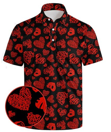 MSCPZH Valentines Golf Shirts for Men Red Valentines Day Golf Polos for Men Polo Shirts for Men Polo Mens Shirt | Amazon (US)