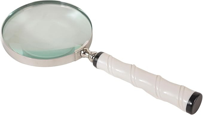 10X Magnifying Glass Lens with Nickle Finish & Carved White Resin Handle – Large Handheld Magni... | Amazon (US)