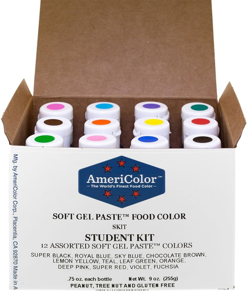 Food Coloring AmeriColor Student - Kit 12 .75 Ounce Bottles Soft Gel Paste Colors | Amazon (US)