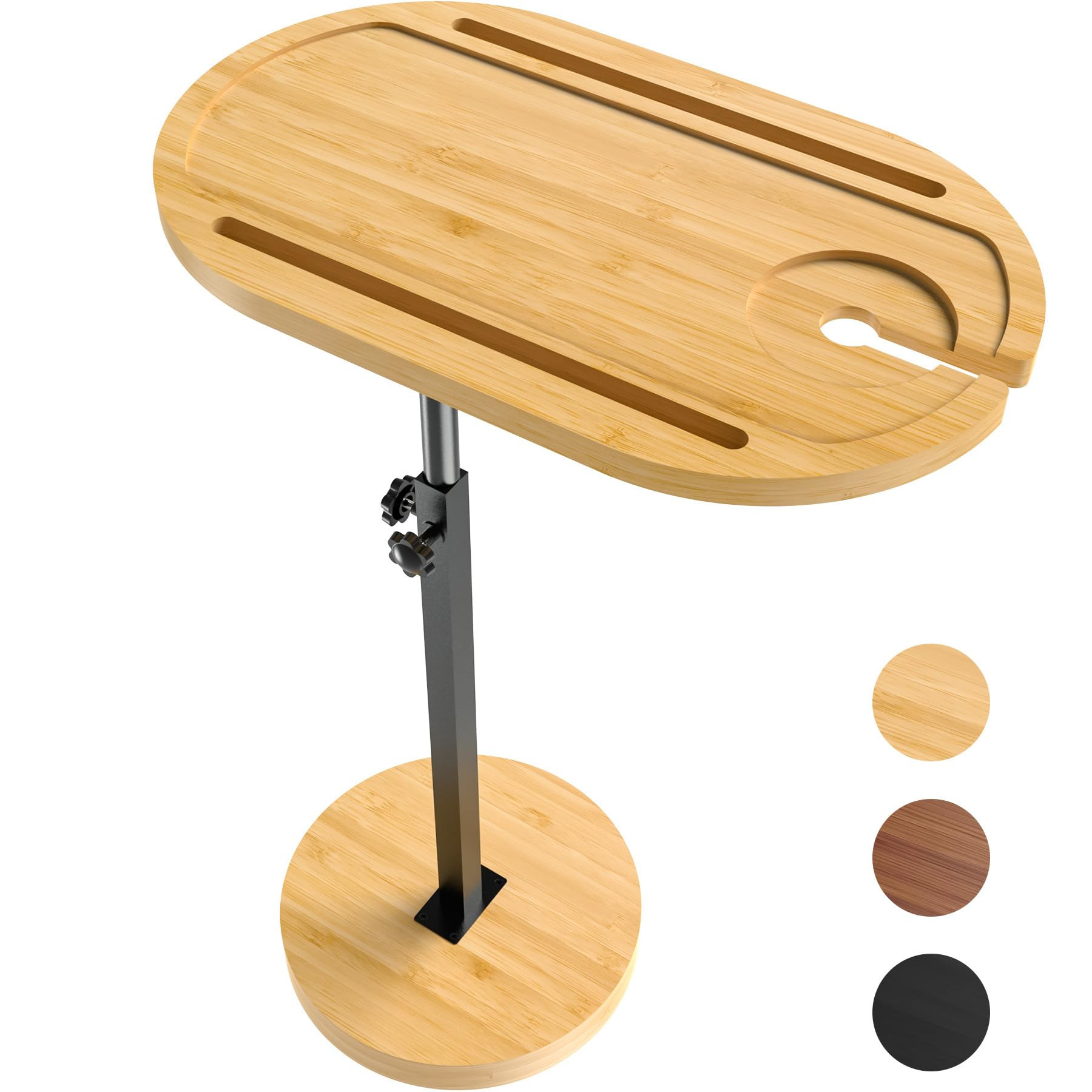 NiHome Bamboo Swivel Sofa Armrest Tray Table for Couch with Thickened Stable Base, Adjustable Hei... | Amazon (US)