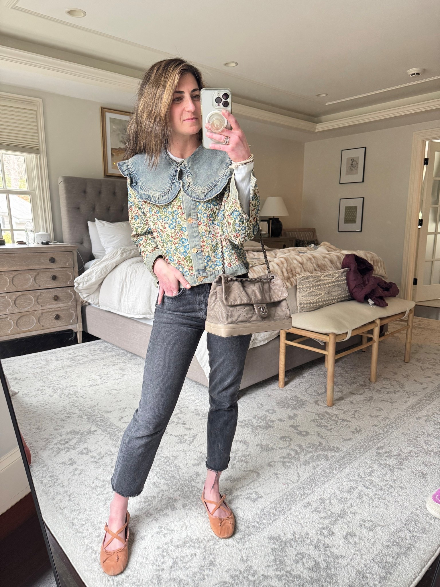 Denim Peter Pan collar ruffled floral jacquard jacket. Amazon spring find 

#LTKFindsUnder100 #LTKStyleTip #LTKSeasonal