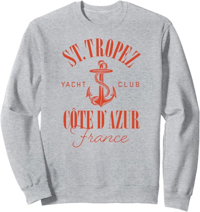 St Tropez Yacht Club Côte d'Azur France Vacation Destination Sweatshirt | Amazon (US)