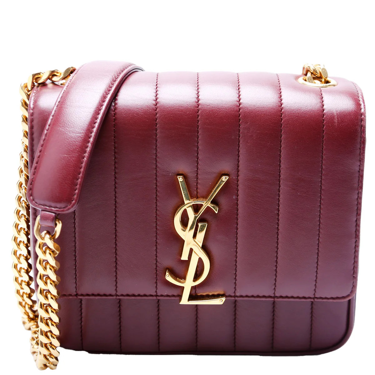 Vicky Chain Medium 532612 Burgundy/Gold | Keeks Designer Handbags