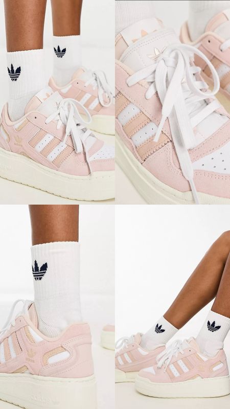 Pink trainers. Adidas Originals Forum XLG trainers in halo blush. On sale! Under £45 at Asos. Affordable fashion.  Wardrobe staple. Timeless. Gift guide idea for her. Luxury, elegant, clean aesthetic, chic look, feminine fashion, trendy look, sporty, sport, casual. 

#LTKfindsunder50 #LTKsalealert #LTKshoecrush