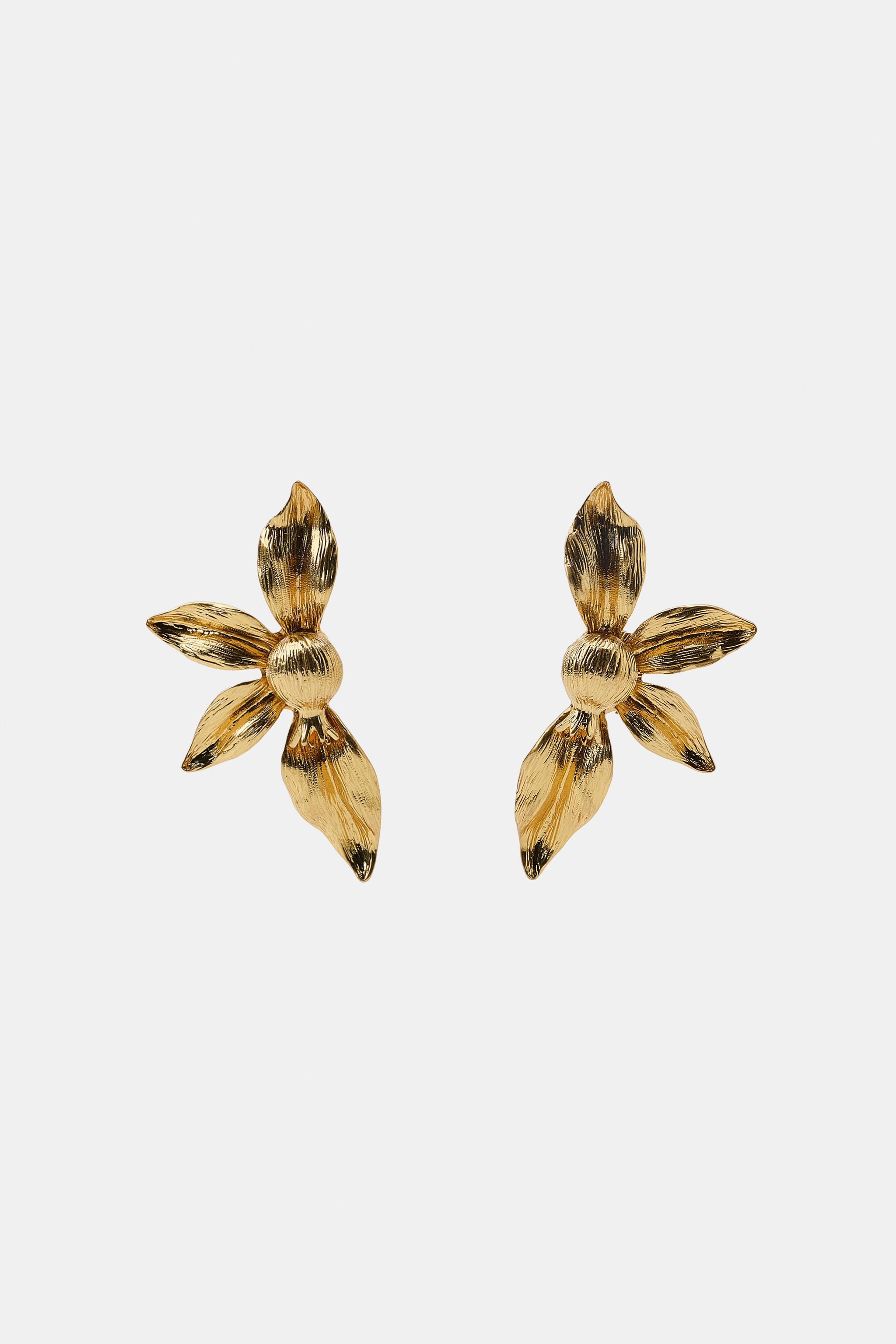 FAN FLOWER EARRINGS | Zara US