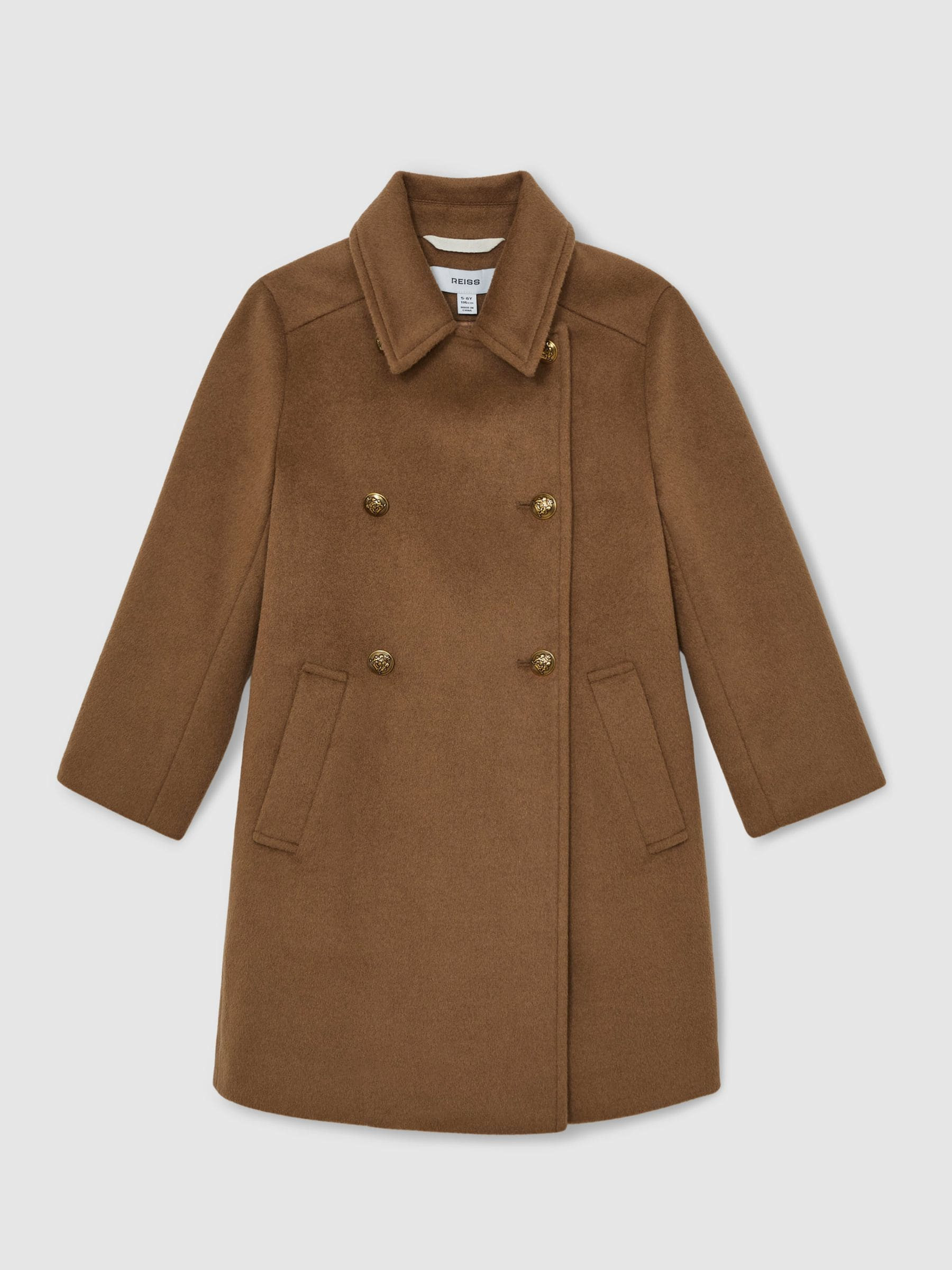 Reiss Reiss Camel Mabel 3-9 yrs Wool-Blend Double-Breasted Coat | Next US