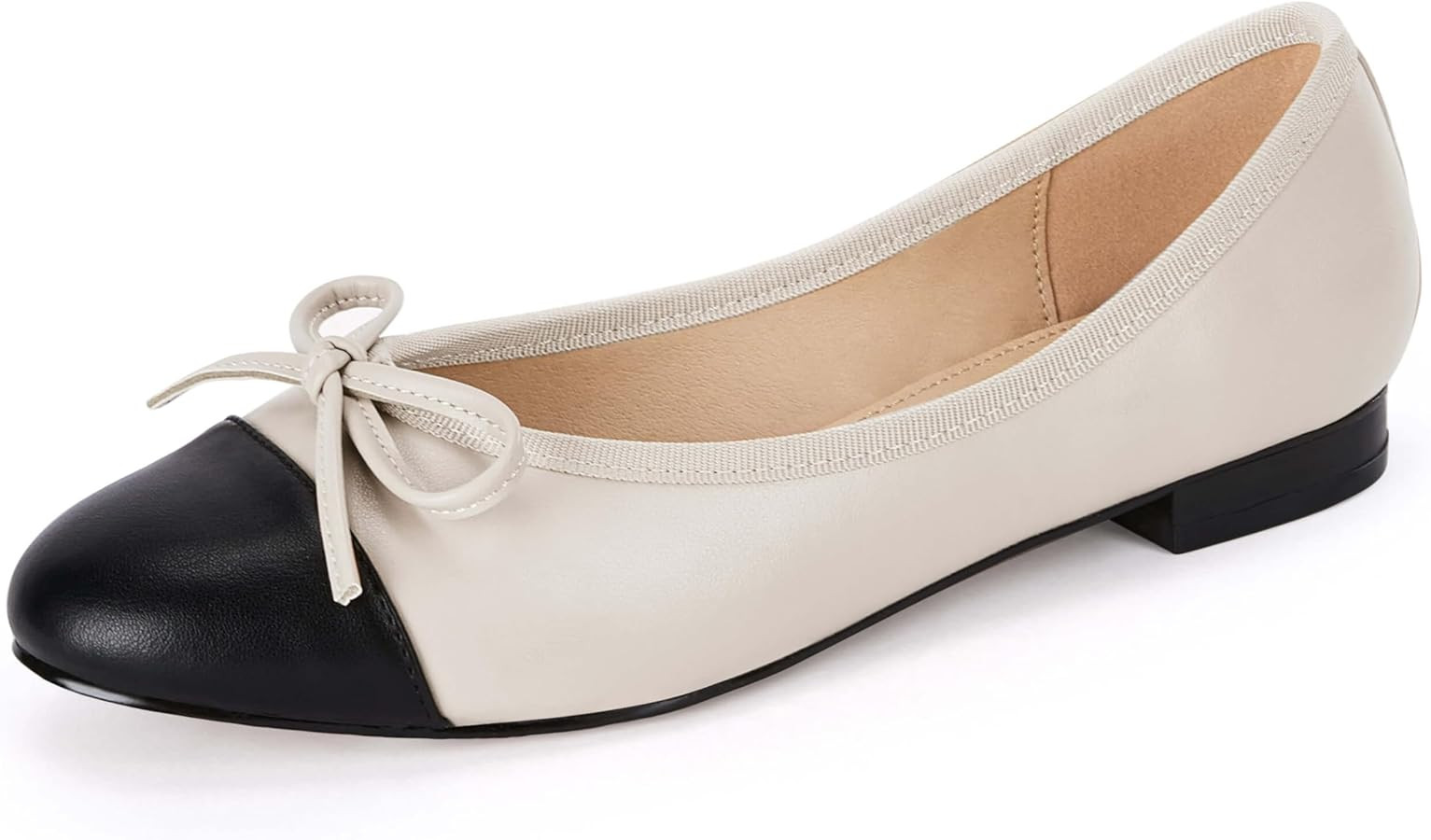 Coutgo Womens Cap Toe Ballet Flats Bow Pointed Toe Slip On Office Work Comfort Dress Party Flat S... | Amazon (US)