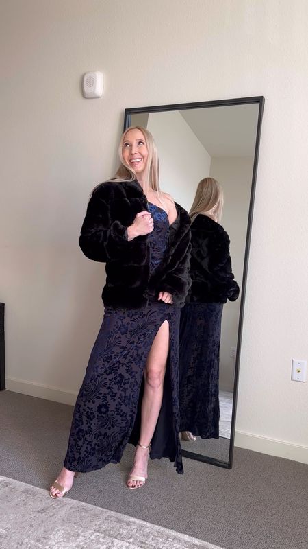 Winter wedding guest dress ❄️

Wearing an XS in this navy blue velvet dress from Lulus and this black faux fur jacket. Everything fits perfect! No alterations are needed on the dress and I’m 5’6."

Wedding guest dress, formal wedding guest dress, winter wedding, one shoulder velvet dress, velvet dresses, fancy coat, faux fur coat, wedding guest outfit ideas, winter dresses, lulus wedding guest dress

#LTKVideo #LTKSeasonal #LTKwedding