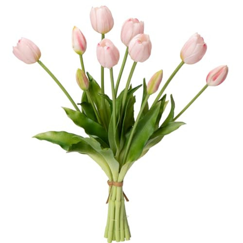 Sousi Real Touch Tulips Artificial Flowers Latex Faux Tulip Realistic Fake Tulips Flowers for Wedding Home Decorations (10, Pink) | Amazon (US)