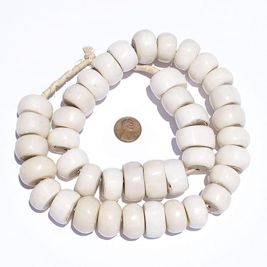TheBeadChest Polished Kenya White Bone Beads Large 21mm African Round Large Hole 25 Inch Strand H... | Amazon (US)