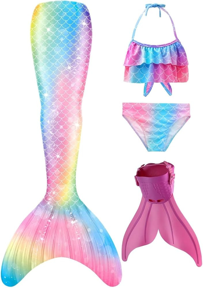 Mermaid Tails with Monofin for Girls and Boys Swimming Mermaid Swimsuit Bikini | Amazon (US)