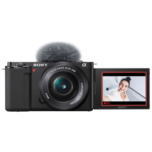 Sony Alpha ZV-E10 APS-C Interchangeable Lens Mirrorless Vlog Camera with 16-50mm Lens Kit - Black | Best Buy Canada