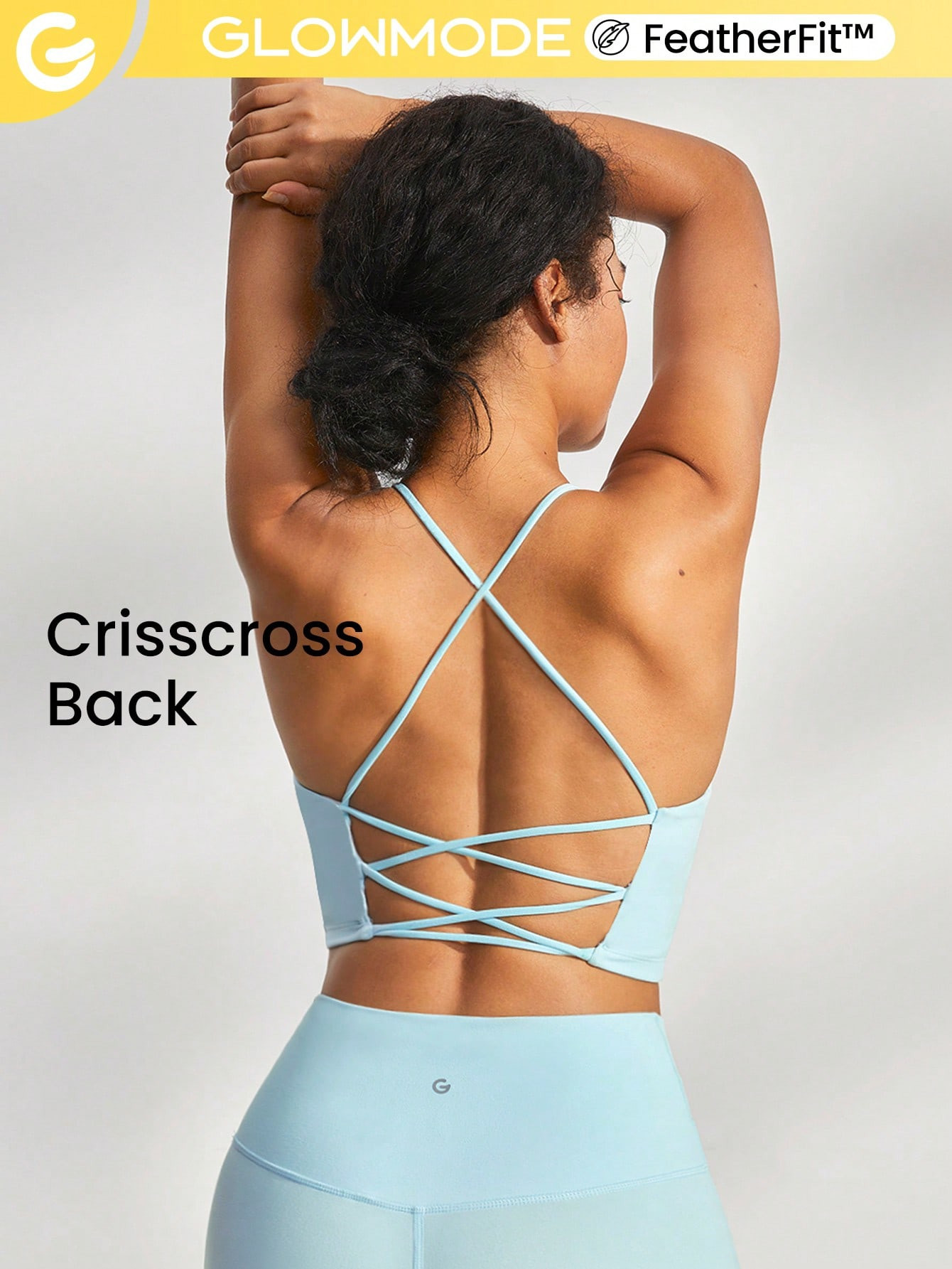 GLOWMODE FeatherFit™ Crisscross Back Sports Bra Light Support | SHEIN