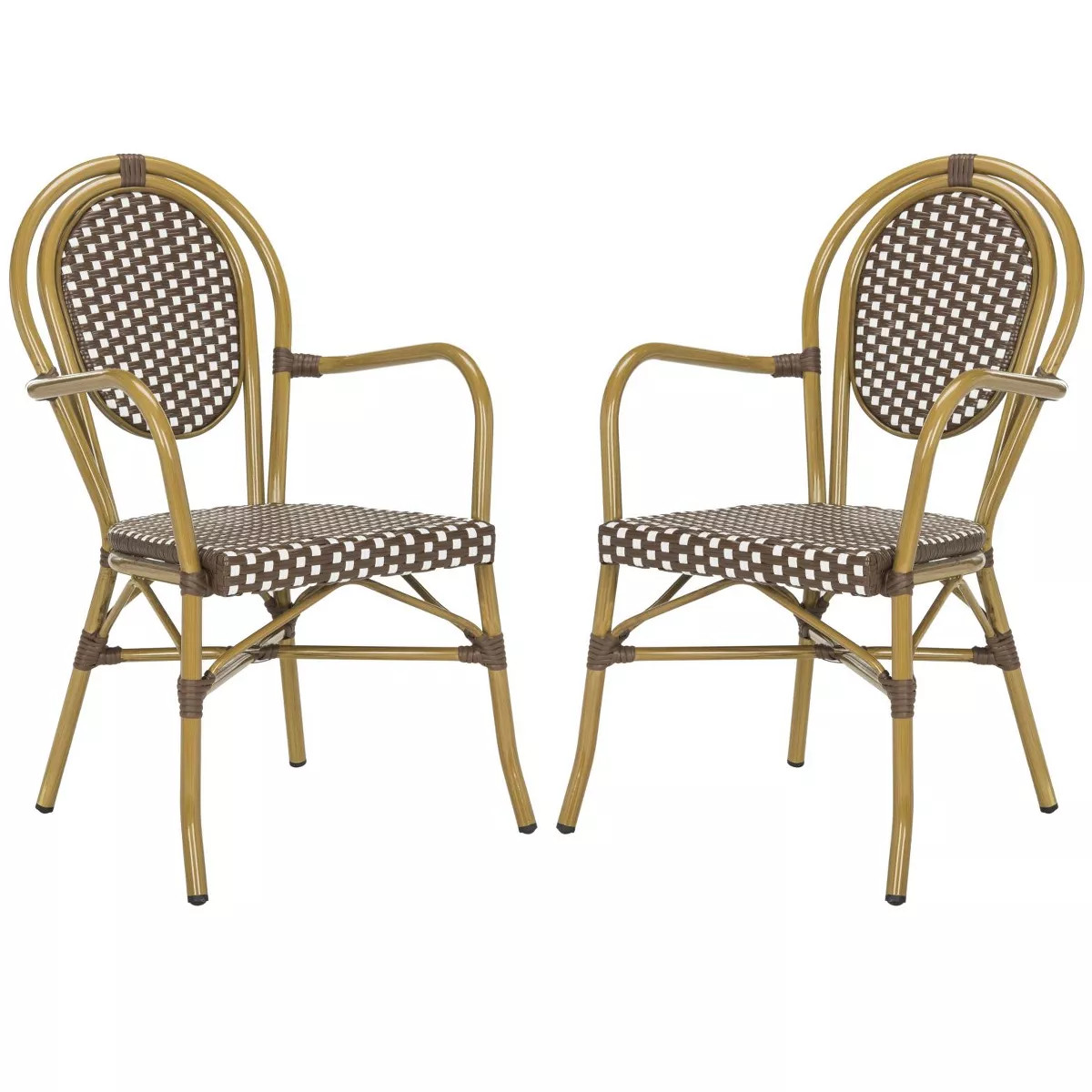 Rosen Arm Chair (Set Of 2) - Indoor/Outdoor - PAT4014 - Brown/White - Safavieh | Target
