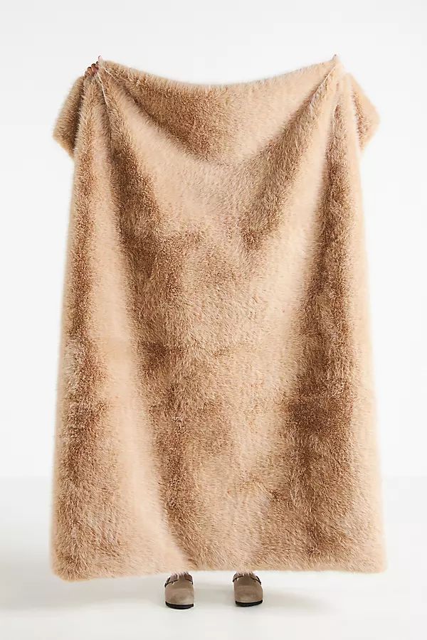 Chloe Tipped Faux-Fur Throw Blanket | Anthropologie (US)