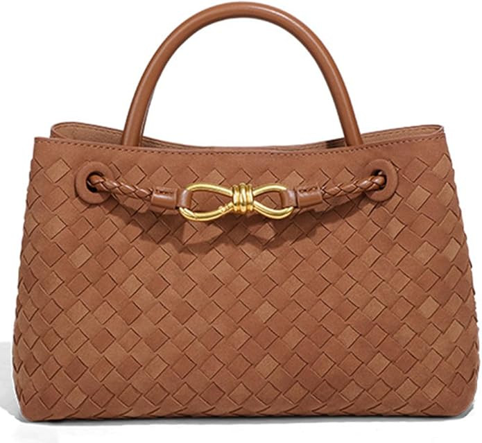 Suede Woven Tote Bag for Women Retro Woven Bag Handbag Bow Shoulder Satchel Suede Crossbody Purse... | Amazon (US)